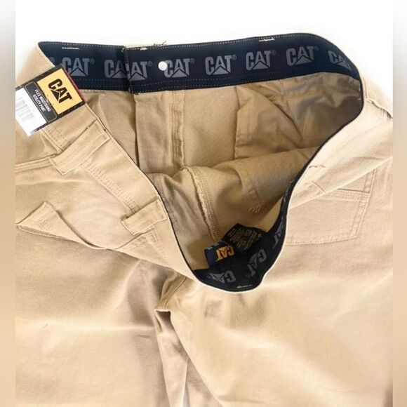 CAT Caterpillar Flex Waistband Straight Leg Canvas Utility Work Pant Tan 40x34 - Picture 5 of 7